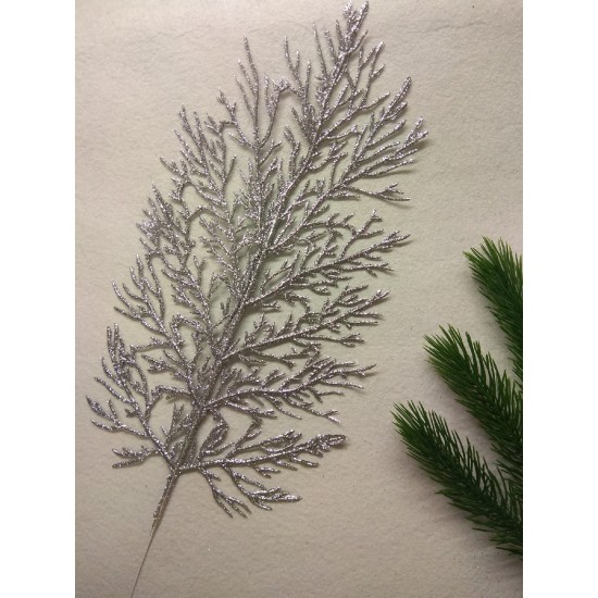 Ветки с глиттером 40*16 см, серебро, цена за 1 шт